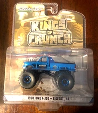 Blue  Chrome Chase Bigfoot #4 Ford F350 Truck  Kings Crunch Greenlight 1:64