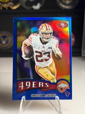 2025 Topps Chrome - 1975 Topps Christian McCaffrey #1975-29 Refractor Blue /150