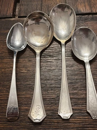 lot 4 Sterling Spoons..SSMC, Gorham, International, British George III