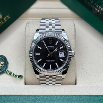 Datejust 41 NEW 2026 Black Index Dial Stainless Steel Fluted Bezel Jubilee