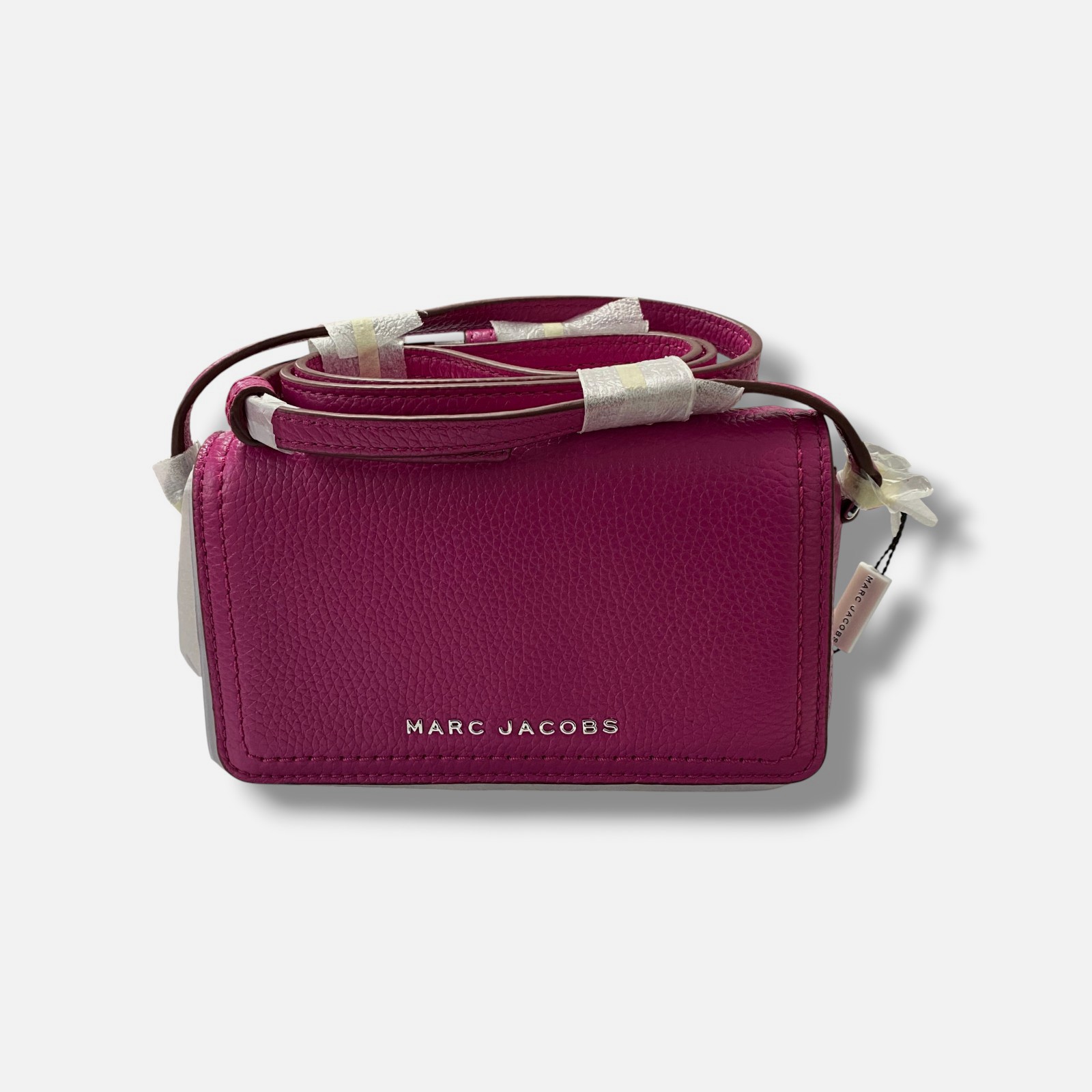 Marc Jacobs Women's Pink Pebbled Leather Mini Magnetic Flap Shoulder Bag