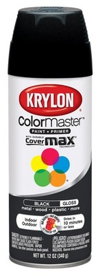Krylon K05160107 ColorMaster Paint + Primer - Gloss Black 12 oz. Indoor/Outdoor
