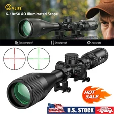 Tactical Rifle Scope 6-18x50 AO w/ 5-Level Red & Green Crosshair Mil-Dot Reticle