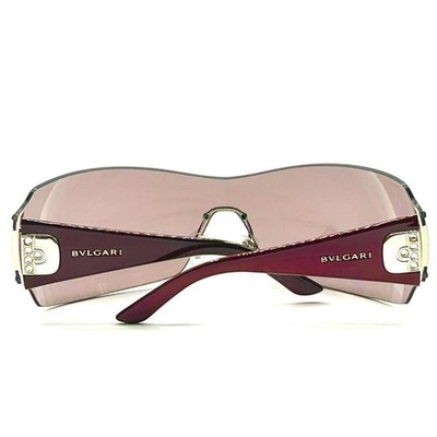 BVLGARI ブルガリ サングラス 619 102/7D BVLGARI 6006-B 102/7N Crystal Bordeaux Shield Rimless Sunglasses