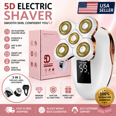 5-in-1 Electric Razor for Women Wet/Dry 5D Shaver Hair Trimmer USB Rechargeable
