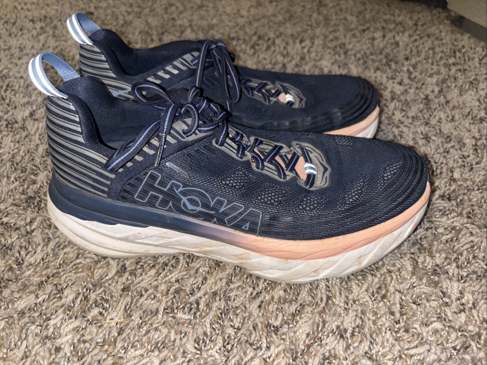 Hoka Shoes Bondi 6 Womens 9 Running Athletic Sport Comfort Cushion Blue Pink thumbnail 2