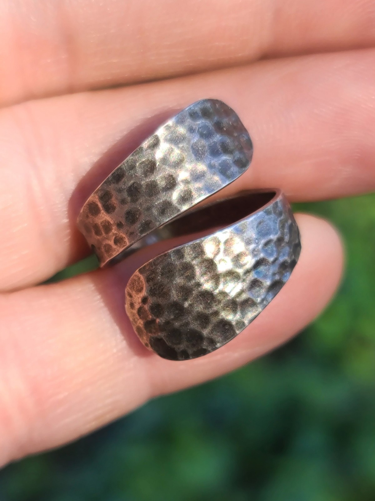 Sterling 925 Solid Silver Hammered Bypass Ring Ad… - image 7