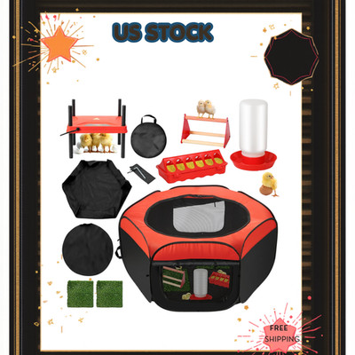 Upgrade Chick Starter Kit, 6-in-1 Chicken Brooder Box for Chicks Includes Pop-Up