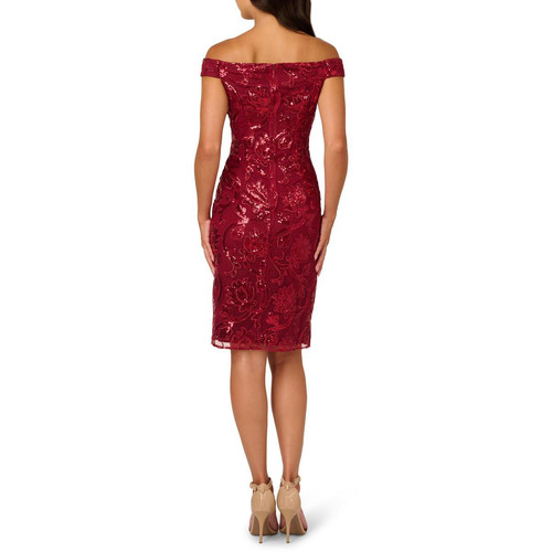 Adrianna Papell Womens Off-The-Shoulders Sequin Sheath Dress BHFO 6031 - Picture 2 of 2