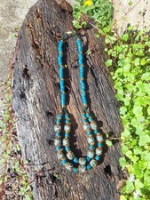 Vintage European Glass Beaded Ladies Costume Jewellery Necklace 18 Inch Blue 