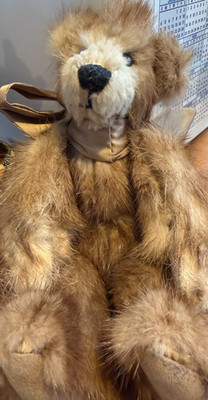 Bearables Diane WNECK Bellamo Wool, Fox Fur Bear RARE Handmade ORIGINAL TAG 10''H