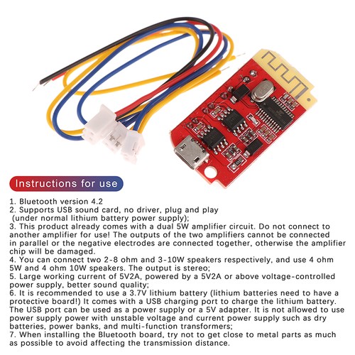 CT14 Micro 4.2 Audio Amplifier Board 5VF 5W+5W Bluetooth-Audio Amplifier Module - Afbeelding 2 van 7