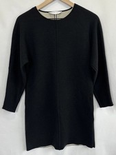 Everlane Black Double Knit 95% Wool Thick Sweater Dress Piping Women's Size XS