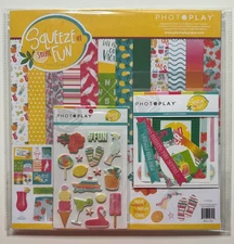 Photoplay Squeeze In Some Fun 12x12 Scrapbook Kit, Ephemera & Puffy Stickers