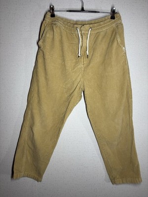 Quiksilver Corduroy Jogger Pants Mens Large Tan Elastic Waist YTK Surf Skate