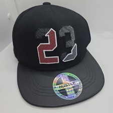 Hustle 23 Snapback Hat Black Pleather Brim One Size Adjustable Youth Fit