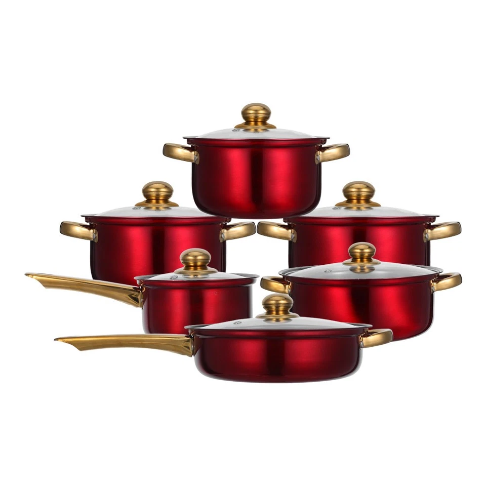 10PCS Induction Non Stick Stainless Steel Cookware Cooking Pot Pan With Lids Set - image 2 of 4