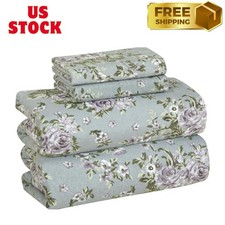 4 Piece 100 Cotton Flannel Sheets Queen Size Bed Set - Warm Extra Soft