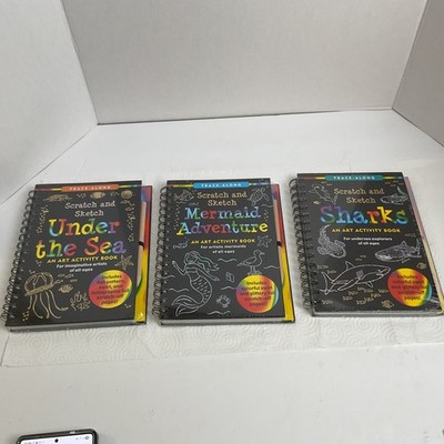 trace a Long scratch and sketch, mermaid, sharks, and under the sea brand new