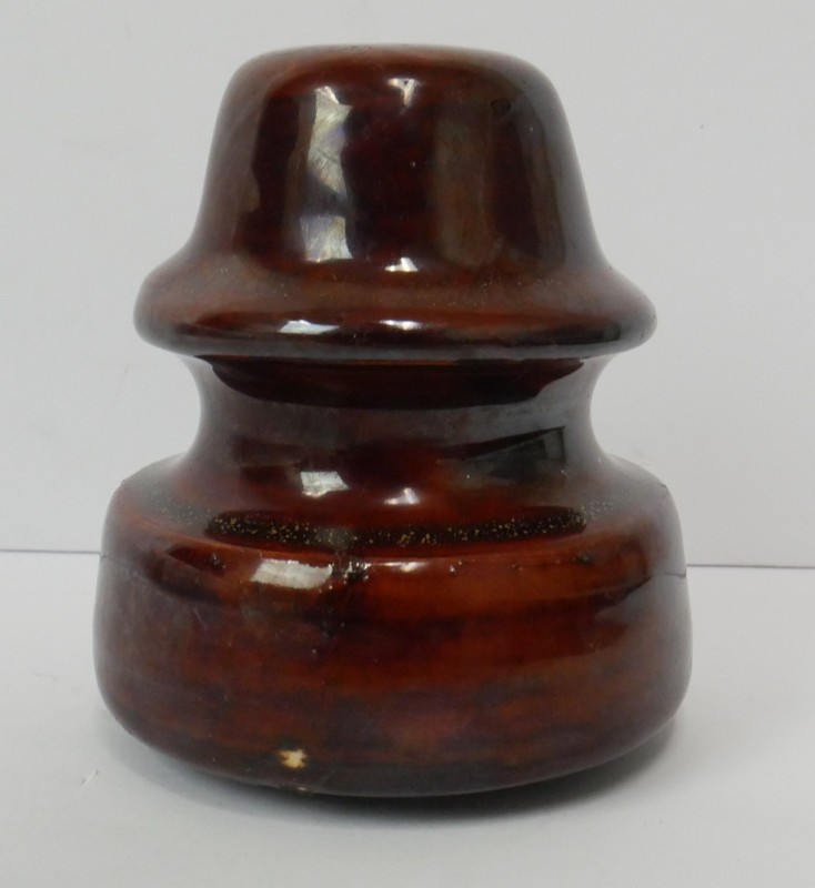 Vintage Brown Glazed Porcelain Ceramic Electrical Insulator
