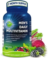 Men's Daily Multivitamin - Vegan Multivitamin for Men with Saw Palmetto, Biotin,