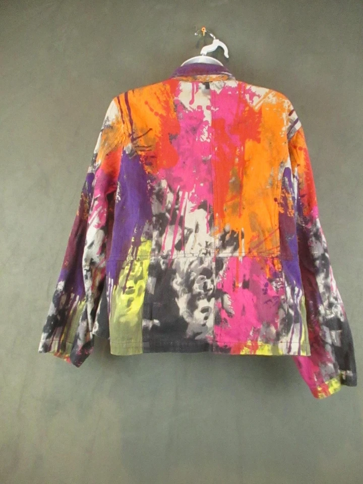 Chaqueta de perejil y salvia para mujer XL multicolor pintura abstracta salpicaduras arte artístico Foto 4 de 4