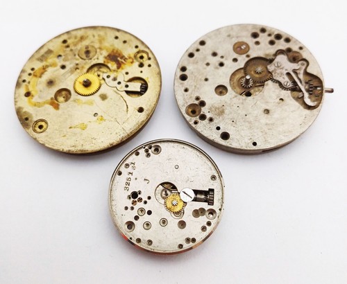 Non-working Lot of 3 Swiss Mechanical Movements for Parts Cyma Helvetia #31 - Imagen 3 de 3