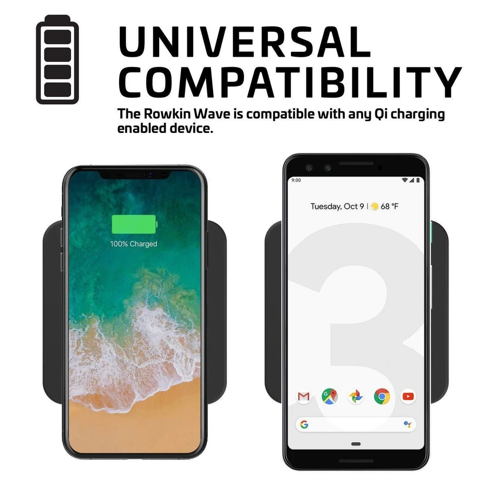 NEW Rowkin Wave Fast USB-C Qi Wireless Charger: Wireless Charging Pad for iPhone - Image 4 of 4