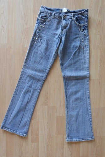 Damen Jeans mit Perlen und Steinen Größe 7/8 - Bild 1 von 4