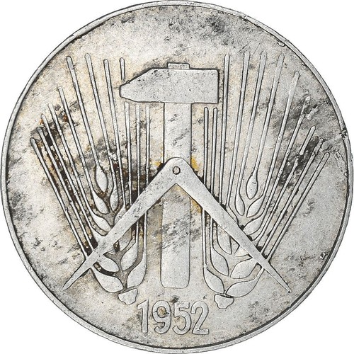 Socialist Germany10 Pfennig Coin | Star | Hammer | Compass | KM7 | 1952 - 1953 - Picture 7 of 10