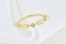 14K Stackable Diamond Wedding Ring / Petite Stacking Ring / Dainty Diamond Ring