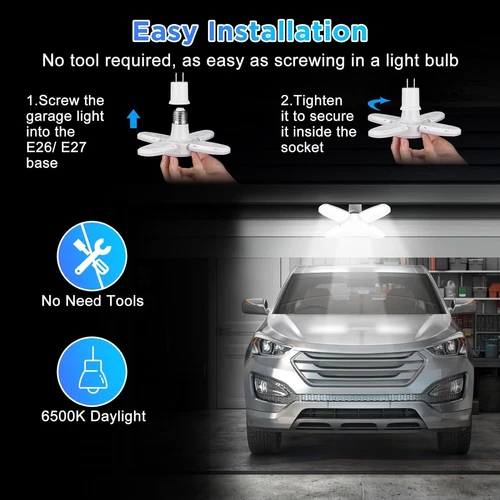 3 PCS LED Garage Light Bulb Deformable Ceiling Fixture Lights E27 Workshop Lamp - Bild 5 von 12
