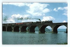 Pennsylvania Railroad Train Rockville Bridge Harrisbug PA Vintage Postcard