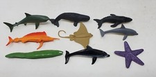 Mixed Lot Of Ocean Animal Figures 3" Realistic Whales Dolphin Eel Swordfish More