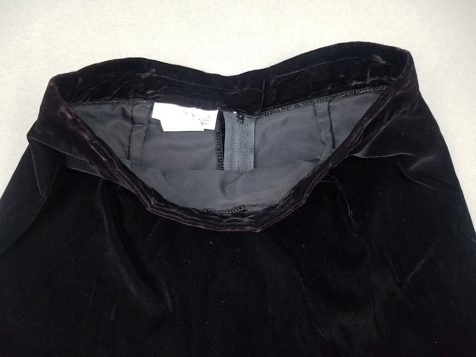 Falda Terciopelo Laura Winston 6 Negro Lápiz Terciopelo Recto Cintura Alta Años 80 90 De Colección Foto 4 de 4