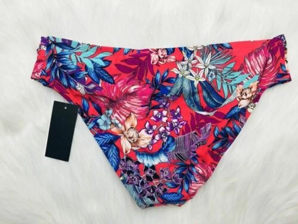 Parte inferior de bikini para mujer Kenneth Cole tropical floral talla M roja Foto 4 de 4