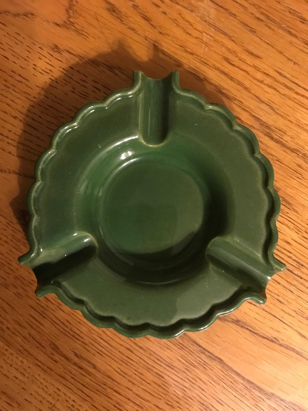 Vintage Green Genuine P&S Porcelain Ashtray