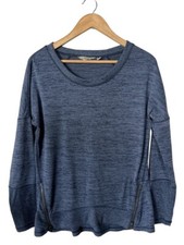 Athleta Heathered Blue Zipper Front Detail Pullover Medium