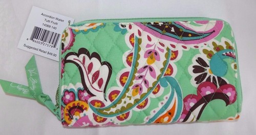 VERA BRADLEY ACCORDION WALLET - Tutti Frutti - Green - Brand New With Tags - Picture 2 of 4