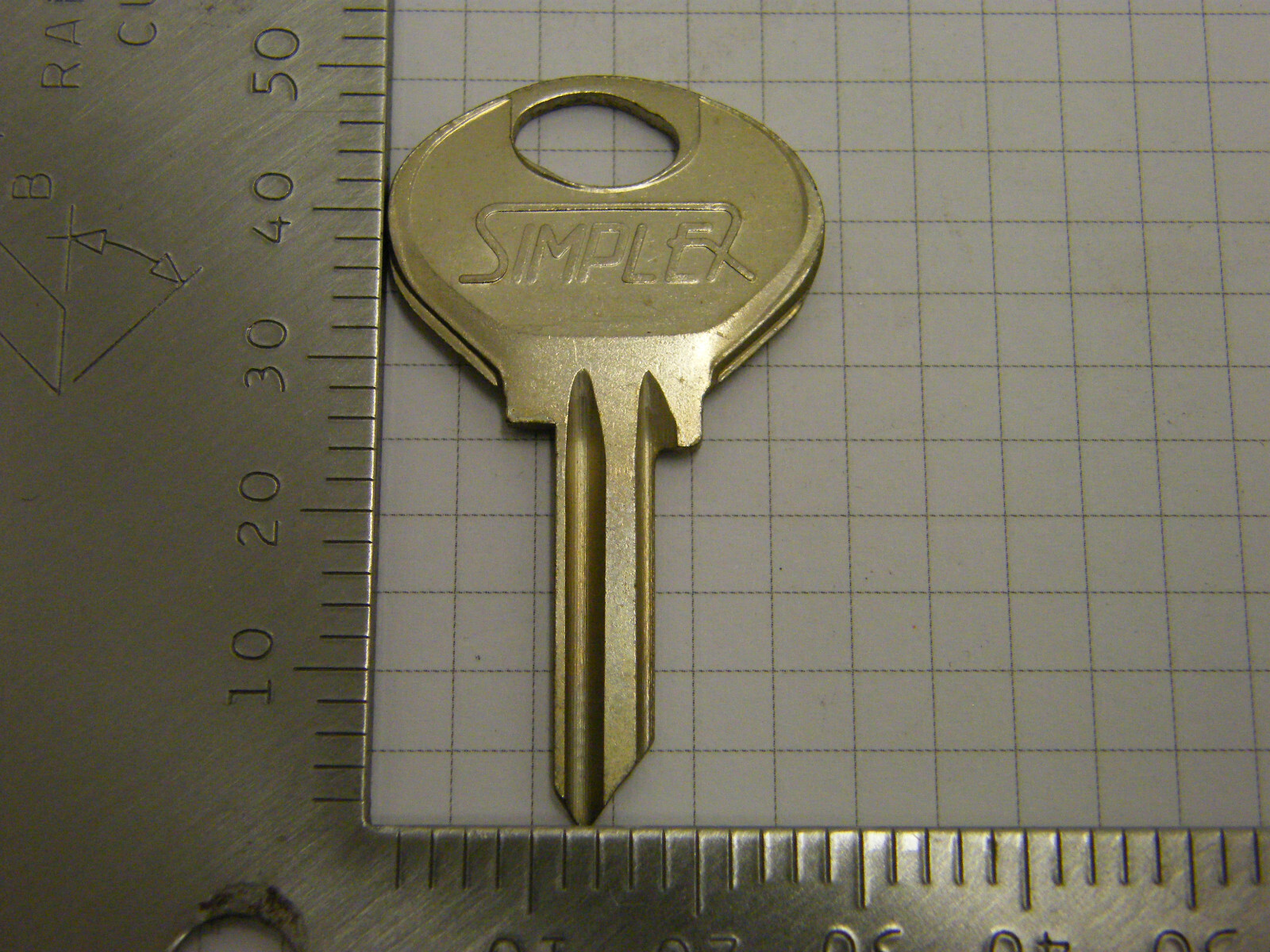 Original car vehicle key draft for old Citroen - simplex