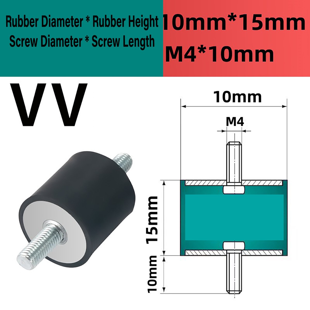 Male Anti Vibration Rubber Mount Car Bobbin Isolator Damper M3 M4 - Foto 13
