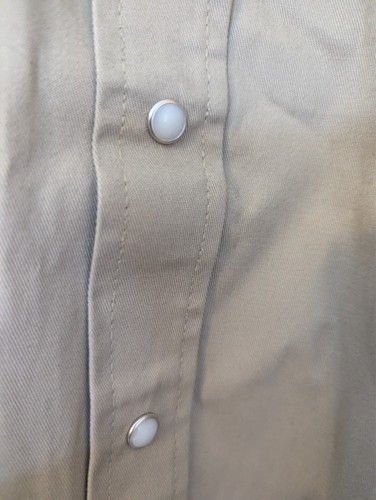 NUEVO Wrangler Ropa de Trabajo Corte Vaquero Perla Snap Camisa Occidental Grande Alta Gris - Imagen 7 de 10