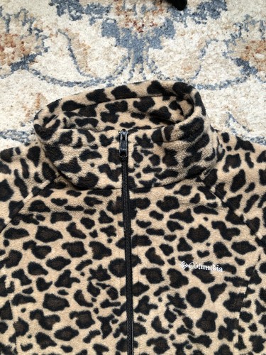 Columbia Jacket Womens XL Leopard Print Fleece Full Zip Long Sleeve - Picture 2 of 12