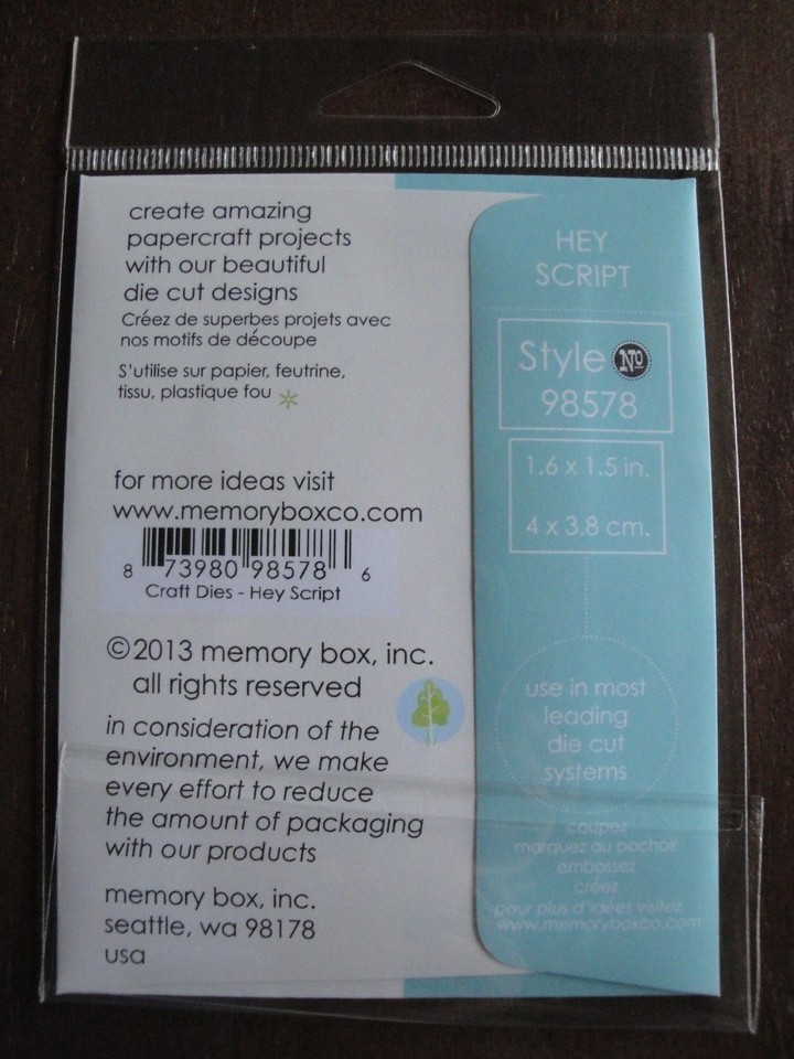 NEW Memory Box Craft Die HEY SCRIPT Style No 98578 | eBay
