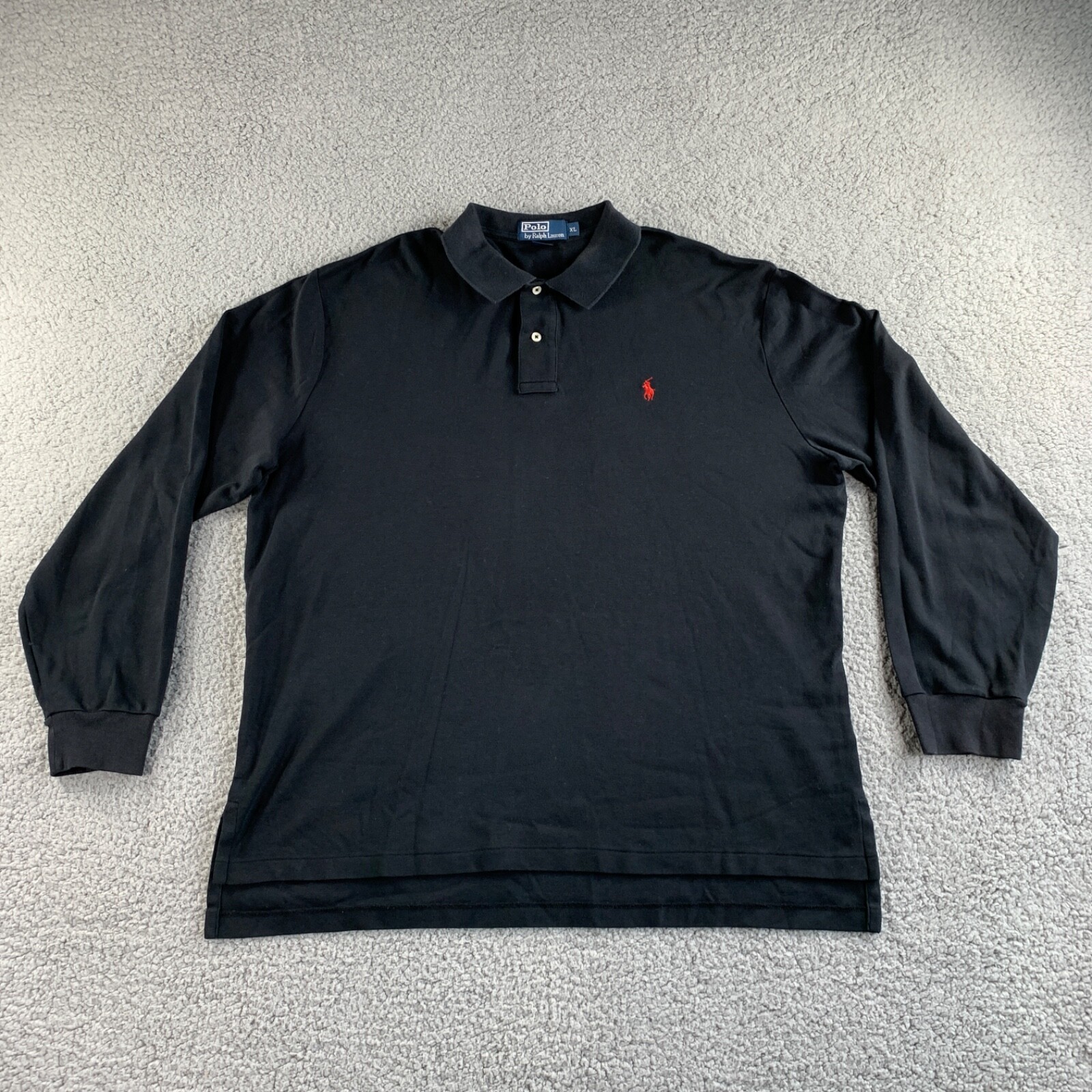 Ralph Lauren Polo Shirt Mens Extra Large XL Black Red Pony Rugby Classic Casual