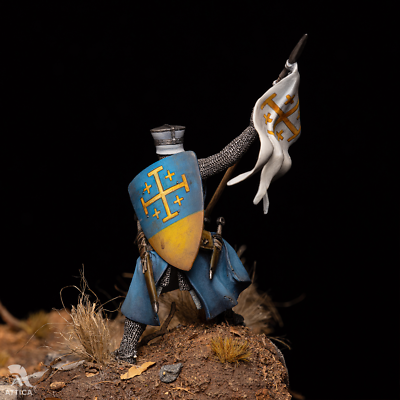 Figurine Peinte 75mm – Chevalier Du Saint-Sépulcre Par Attica Miniatures (Échelle 1:24)