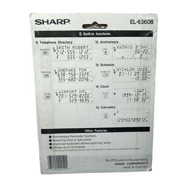 VINTAGE SHARP EL-6360B MEMO MASTER ALARM 3 LINE ELECTRONIC DISPLAY