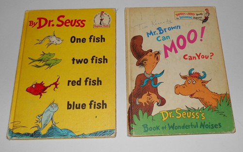 Dr. Seuss One Fish Two Fish Red Fish Blue Fish 1960 1st Edition & Mr. Brown Can  - Picture 1 of 12