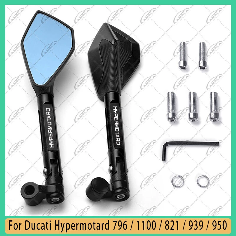 Rear View Mirrors Blue Anti-glare / For Ducati Hypermotard 796 1100 821 939 950 - Image 2 of 4