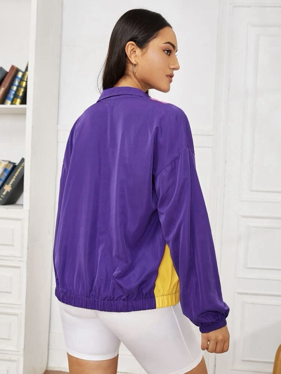 SHEIN Retro 90s Inspired Colorblock Lightweight Windbreaker SHEIN Retro 90s Inspired Colorblock Lightweight Windbreaker